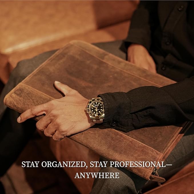 Leather Padfolio with Zipper – Business Portfolio for Men and Women, Legal Pad Portfolio, Leather Folder, Professional Padfolio for Meetings and Interviews