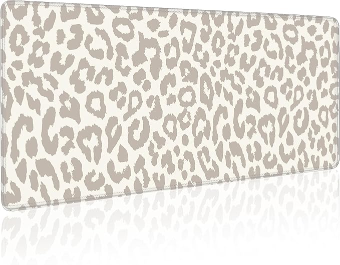 Leopard Print Mouse Pad Large Desk Mat Extended Keyboard Mouse Pad Cute XL Mousepad with Non-Slip Base and Stitched Edge Mouse Mat Desk Pad 31.5 x 11.8 in Mouse Pads for Desk Decor Home Office Gaming