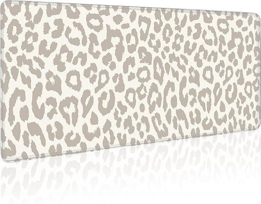 Leopard Print Mouse Pad Large Desk Mat Extended Keyboard Mouse Pad Cute XL Mousepad with Non-Slip Base and Stitched Edge Mouse Mat Desk Pad 31.5 x 11.8 in Mouse Pads for Desk Decor Home Office Gaming