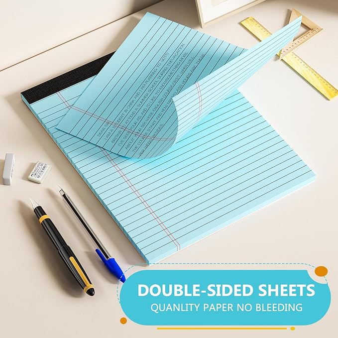 Legal Pads 8.5 x 11, Note Pads 8.5 x 11, Wide Ruled Paper, 4 Pack Colored Legal Pads, Pink Writing Pad, Multicolor Notepad with Sturdy White Back, 30 Sheets/Pad, Lined Paper Writing Paper Tablets