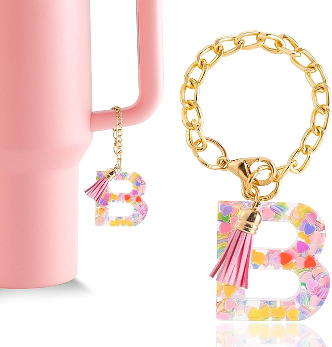 Letter Charm Accessories for Stanley Cup 1 PCS Cute Initial Keychain Handle Charm for Stanley Tumbler for Women