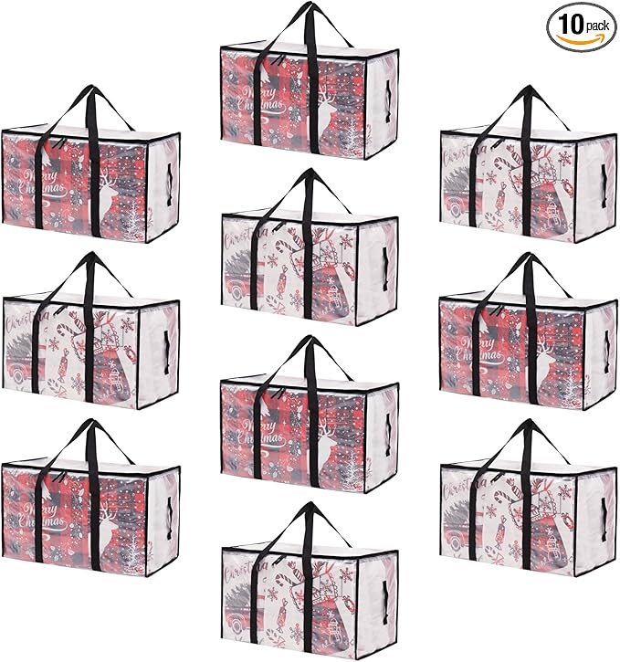 Moving Bags Heavy Duty Extra Large, Alternative for Moving Boxes & Moving Supplies,Clear Storage Bins with Lids, Plastic Packing Tote, Storage Bags for Clothes with Handles & Zippers(Clear, 10 Pack)