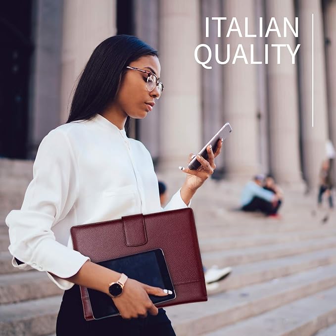 Maruse Italian Leather Executive Padfolio, Folder Organizer with Magnetic Closure and Writing Pad, Handmade in Italy, Wine