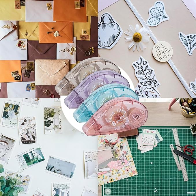 XUXU 8 Pack Double Sided Tape Roller, Scrapbooking Tape, Permanent Adhesive Dots Tape Dispenser Runner for Crafts and Arts Projects, Photo-Safe