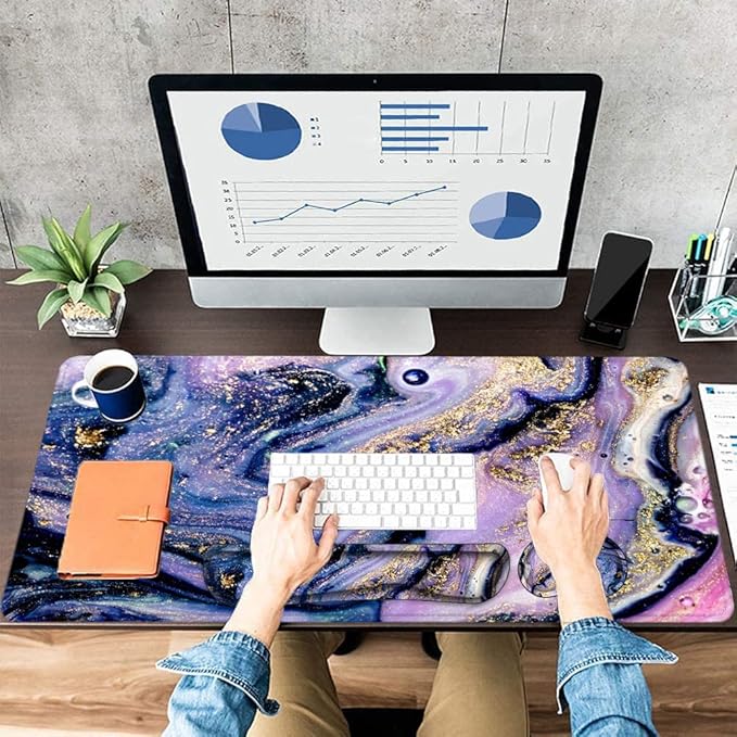 LATEEFAH Desk Mat, Mouse Pad with Wrist Rest, 4-in-1 Large Mouse Pads for Desk, Ergonomic Mouse Pad and Keyboard Wrist Rest Gaming Keyboard Mat for Office, Home