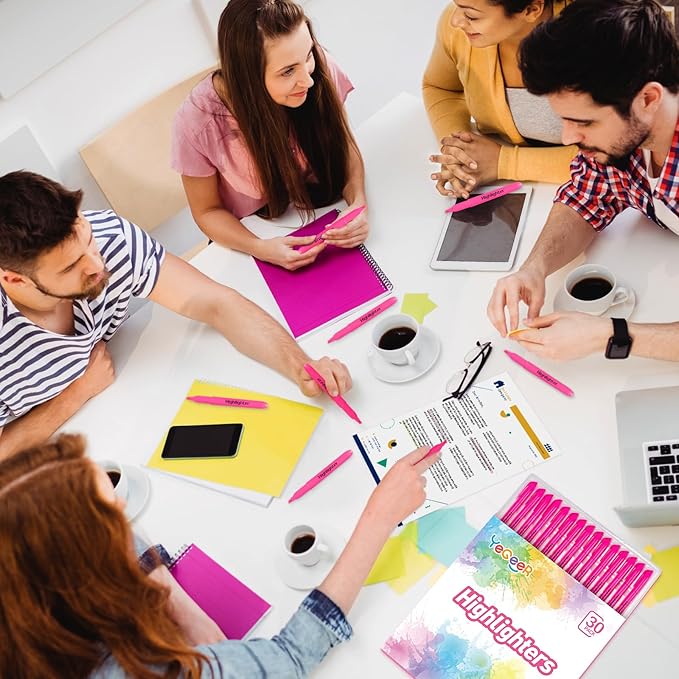 Highlighters Bulk - Quick-Dry No Bleed Markers for Office Classroom School Supplies Adults Kids Teachers Students (Pink, 30)