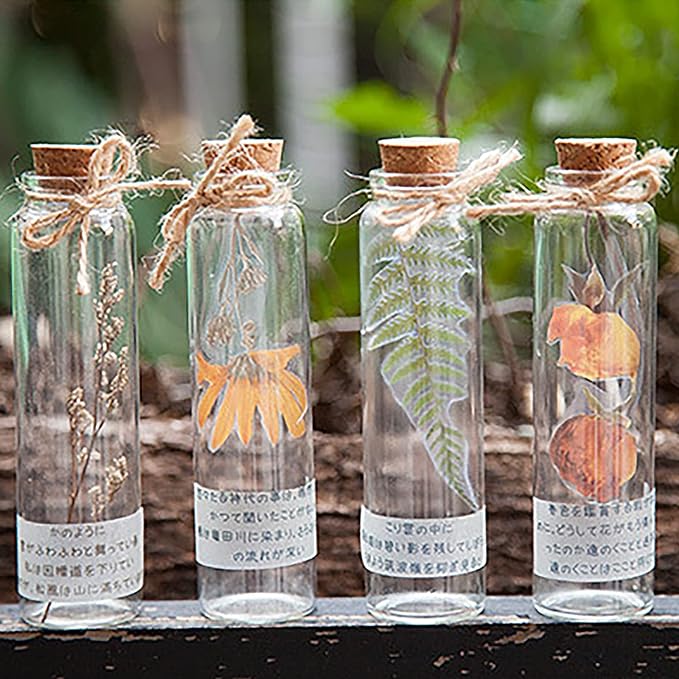 MAXLEAF Transparent Waterproof Stickers Set - 48PCS Vintage Plants Flowers Collection Big Size Waterproof Stickers for Decoration Planners Scrapbook Laptops (Dried Flowers)