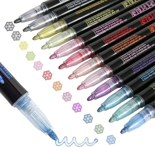 Outline Markers 12 Shimmer Markers Glitter Pens,Stocking Stuffers for Teen Girl Gifts Trendy Stuff,Art Supplies Crafts Gifts