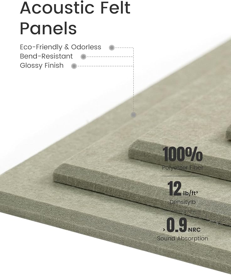 Large Felt Bulletin Board 48" x 36" Cork Board Alternative-12 Pack with 70 Safe Removable Adhesive Tabs, Cork Boards for Walls for Home Office Classroom Pin Board-Sage