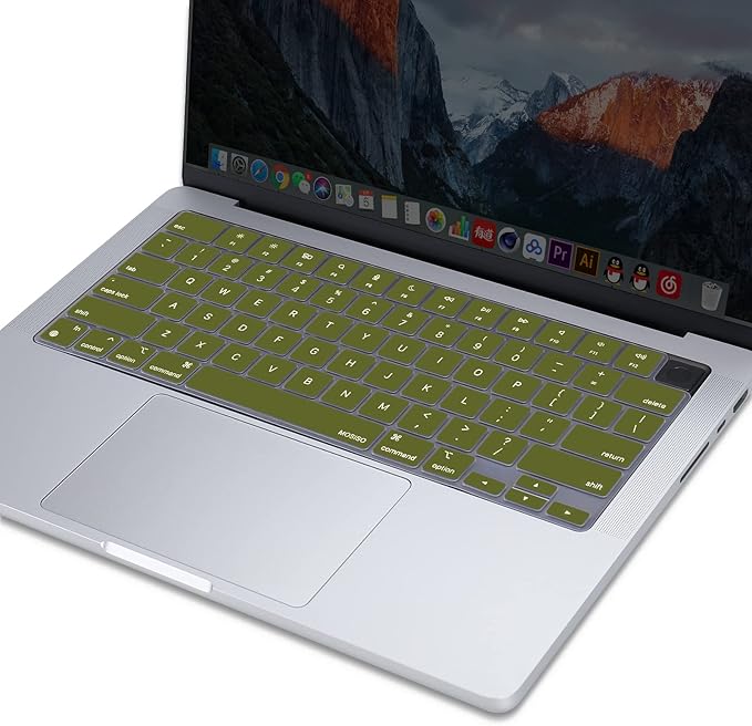 MOSISO Keyboard Cover Skin Compatible with MacBook Air 15 inch M3 A3114 M2 A2941/Air 13.6 A3113 A2681/Pro 14/16 M4 M3 M2 M1, Olive Green