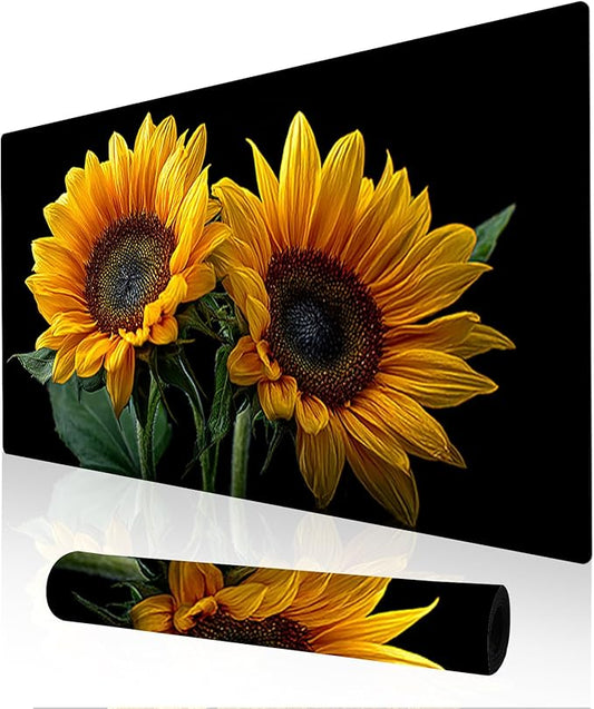 Nuxovilar Professional Large Mouse Pad & Computer Game Mouse Mat (35.4x15.7IN, Bright Sunflower Bouquet Art) (90 * 40cm Sunflower Bouquet)