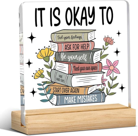 Motivational Mental Health Decor, Therapy Office Desk Decor, Therapist Offices Gifts for Women, Mental Health Awareness Gifts for Women Psychologist Therapist, Halloween Christmas Gift Acrylic Sign