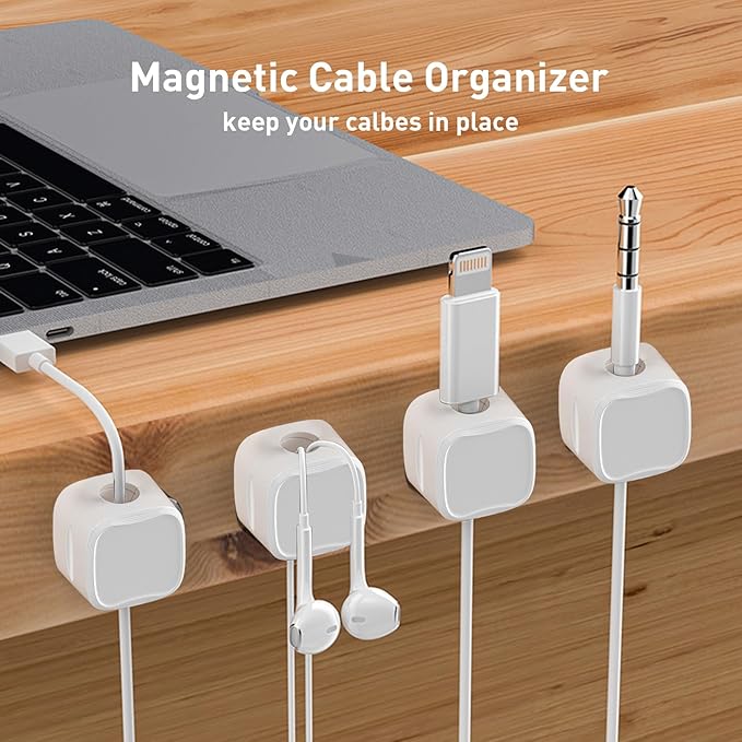12 Pack Cable Clips, Cord Organizer, Cord Holder for Nightstand, Magnetic Cord Organizer, Strong Adhesive Charging Cable Keeper, Clip Holder
