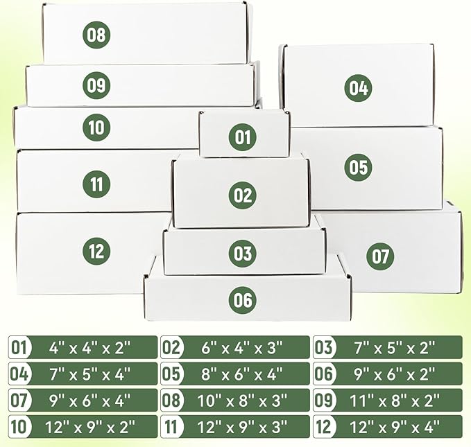 10 Pack 6"x4"x3" inch Small Shipping Boxes White Corrugated Cardboard Box for Small Business, Mailer, Shipping, and Packing