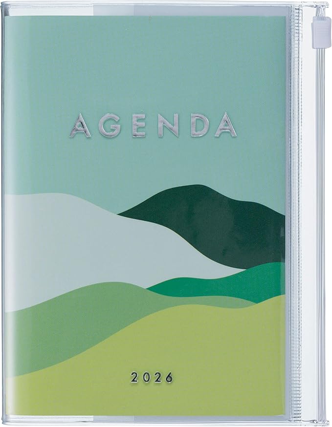 MARK'STYLE A6 Weekly Vertical Planner 16 Months (Sep. 2025 – Dec. 2026) with Soft Transparent PVC Cover,Refillable, Pocketed, for Daily Organizing & Planning (Mountain Green)