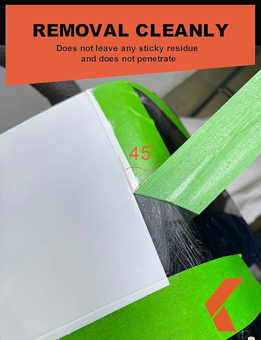 Painters Tape for Cars - Green, No Residue, Automotive Masking Tape - Heat Resistant for Paint Booth, 1.4 Inches x 60 Yards, 3 Rolls