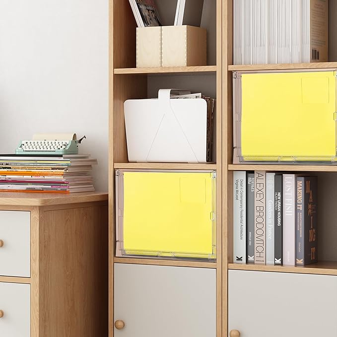 MUKAI File Organizer Box with Lid, Collapsible File Folder Organizer with Slide, Hanging File Folder Box, for Office Document Storage with Desktop organizer (3)