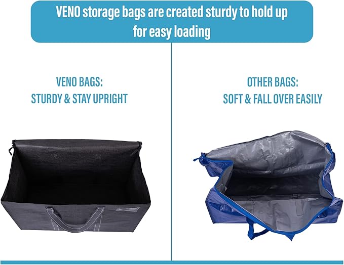 VENO 8 Pack Moving Bags, Heavy Duty, Moving Boxes Alternative, Packing Storage Supplies for Dorm Room Essentials with Zipper for Clothes, Extra Large Totes for Packaging (Dark Gray, 8 Pack)