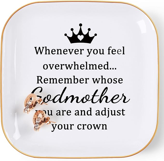 Godmother Gifts from Godchild, ...Remember Whose Godmother You Are... Gifts for Godmother Jewelry Dish Tray, Godmother Proposal Gift for Godmother Birthday Christmas Mothers Day