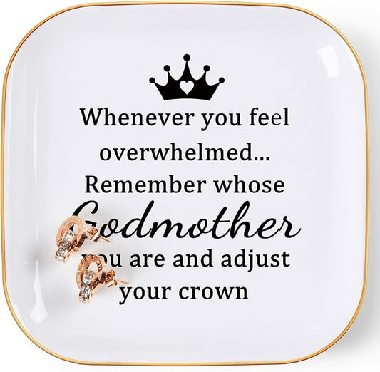 Godmother Gifts from Godchild, ...Remember Whose Godmother You Are... Gifts for Godmother Jewelry Dish Tray, Godmother Proposal Gift for Godmother Birthday Christmas Mothers Day