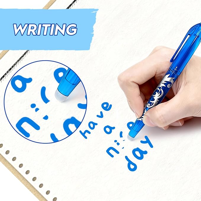 Erasable Pens 0.5mm 12pcs Ballpoint Pens No Smear Liquid Ink Gel Pens Rollerball Pen Erasable Pen Bulk Comfortable Grip Smooth Writing Ideal for Business College Notetaking