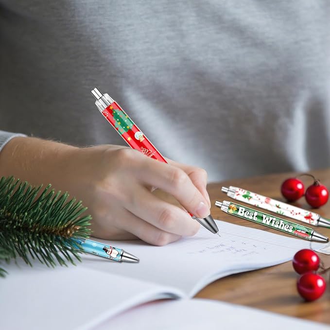 Merry Christmas Ballpoint Pens - 36 Pcs Snowman Santa Claus Candy Penguin Pens Set Retractable Smooth Writing Pen Bulk Gifts for Men Women Office Classroom Bookish Teacher Christmas Gift