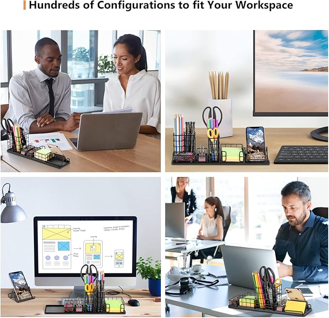 Pen Holder for Desk, Rotating Pencil Holder, Cup Holder for Desk Office, Pen Organizer in Black (Jet Black)