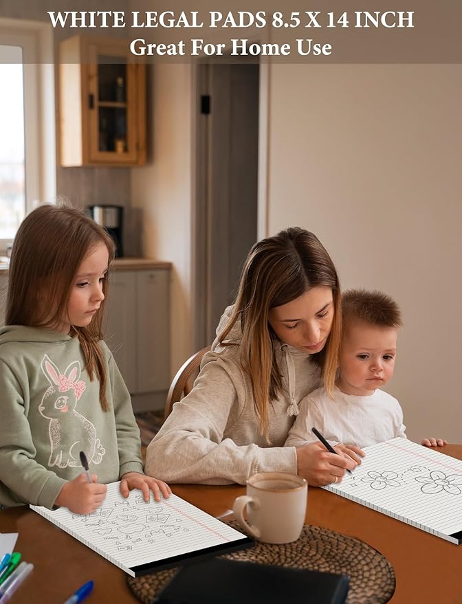 Legal Pads 8.5 x 14 White Wide Ruled, 2 Pack Legal Note Pads 8.5 x 14 Notepad, Lined Paper Pads 8.5 x 14, Lined Tablets Writing Pads, Lined Writing Note Pad, White 70 GSM Pads Of Paper, 30 Sheets/Pad