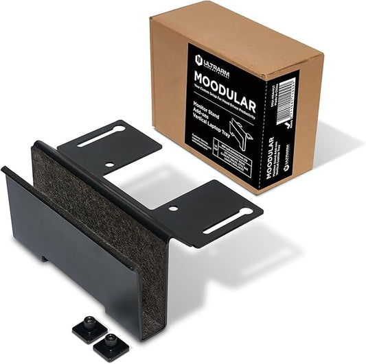 Moodular Add-ons Vertical Laptop Tray [Accessory Only - Requires Moodular Wooden Monitor Stand Slide Rails for Use] Black MSA-VLT
