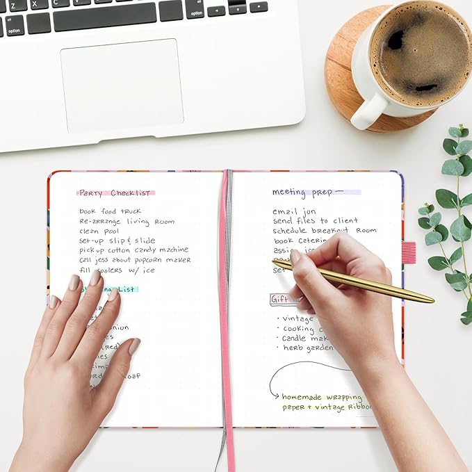 &And Per Se Dotted Journal Notebook for Women&Men with Pattern, A5 Hardcover, 160 Pages 100GSM Thick Dotted Paper, 3 Sheets of Stickers Included(Elegant Florals)