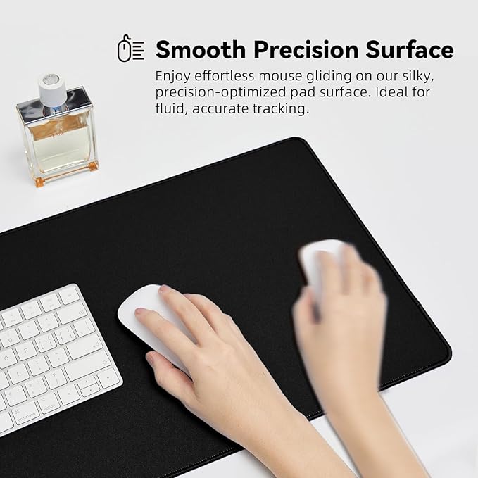 Large Gaming Mouse Pad with Durable Stitched Edges, Non-Slip Rubber Base, Big Computer Keyboard Mouse Mat Desk Pad for Home Office Gaming Work, 27.6''x11.8''x0.12'', Black