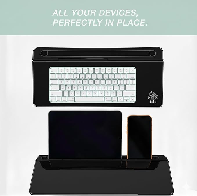 Black Glass Desktop Whiteboard – Modern Dry Erase Board with Storage Drawer for Desk Notes & Organization