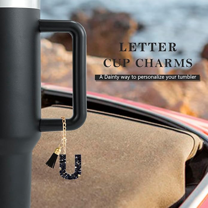 Letter Charm Accessories for Stanley Cup 1 PCS Cute Initial Keychain Handle Charm for Stanley Tumbler for Women