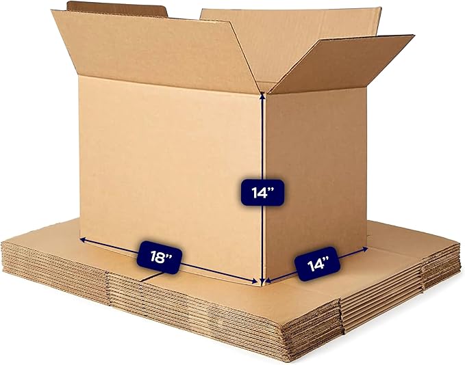 12 Pack Sturdy Cardboard Moving Boxes 18x14x14 – Durable Shipping, Packing, and Medium Storage Boxes for Long-Distance Moves – Versatile Moving Supplies for Packing and Shipping Needs