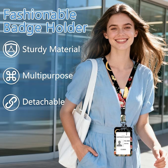 Mushroom Badge Holder Reel Lanyard,ID Card Badge Holder Retractable Name Tag Clips for Doctor Nurse Teacher Office Student