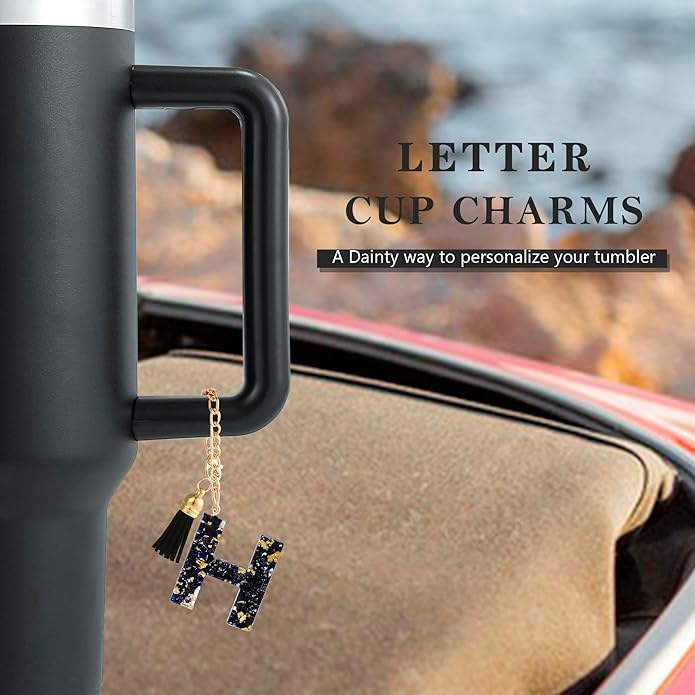 Letter Charm Accessories for Stanley Cup 1 PCS Cute Initial Keychain Handle Charm for Stanley Tumbler for Women