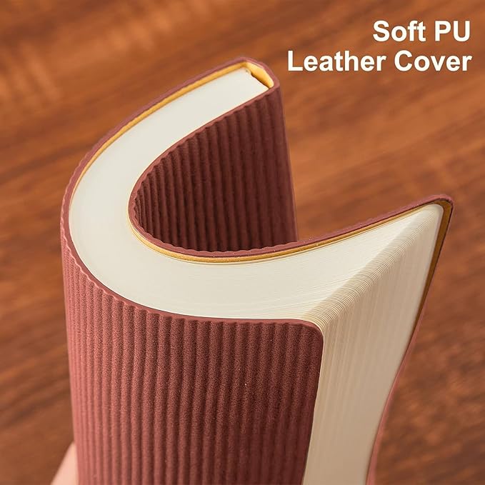 Lined Journal Notebook for Work College Ruled Note Book 5.79"x8.27"A5 PU Leather Daily Journaling 216 Pages for Women Men Writing Home School Supplies Business (Dark Pink 2pack)