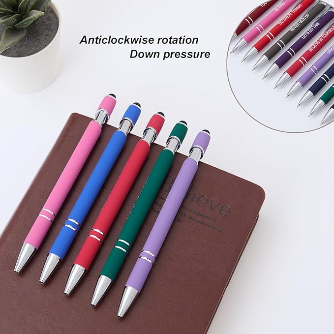 Funny Pens, 12 Pcs Fine Point Smooth Writing Pens, Sarcastic Ballpoint Pens with Touch Stylus Tips, Black Ink 1.0 Mm Snarky Pens, Gift Office Desk Accessories