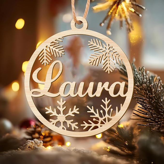 Personalized Christmas Ornaments with Name,Wooden Christmas Tree Ornaments 2025 with Custom Family Name for Kids Adults,Xmas Ornaments for Christmas Tree Gifts (01-6 Styles of Christmas Ornament)