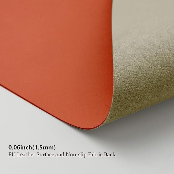 Leather Desk Mat - Non-Slip PU Desk Pad for Office and Home - Desk Organization and Accessories - Ideal for Large Mouse Pad and Desk Mats on Top of Desks (Orange,27.6"x 13.8")