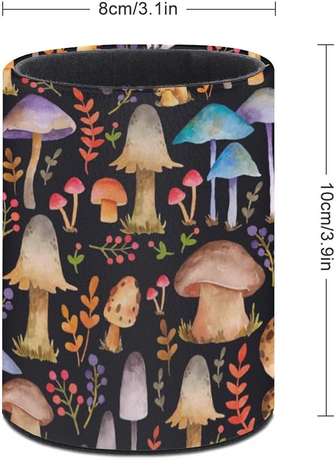 Mushrooms Pen Holder Pencil Organizer Cute Pencil Cup Desk Decor Makeup Brush Holder PU Multifunctional Office Suppliesfor Home Classroom School