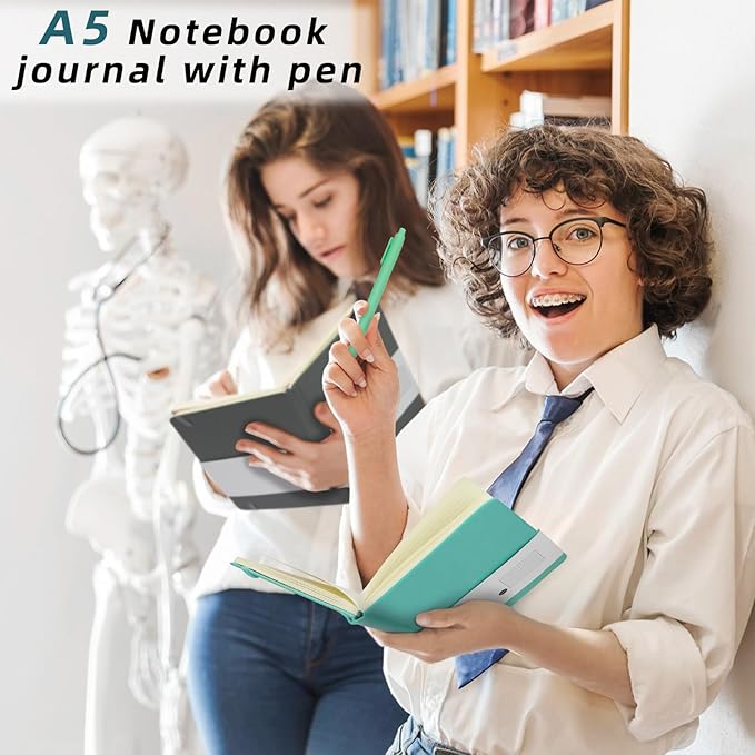 Coopay 24 Pack A5 Journal Notebook with 24 Pens Bulk Classic Ruled Hardcover Leather Journal Set with Pen Holder for Men Women Writing, Office, Home, School, College, Business, 8.3” x 5.5” (6 Colors)