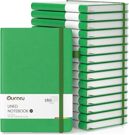Oucaru Lined Journal Notebook, 16 Pack, 180 Pages, A5 Journals for Writing, 100 GSM Thick Paper, Small Notebooks Daily Journal for Women Men Work, Business, School, Travel Supplies