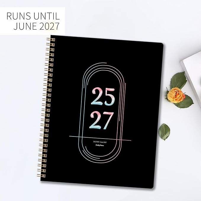Monthly Planner 2025-2027, Simplified Monthly Calendar Planner, 24 Months Calendar, July 2025 - June 2027, 8.5" * 11", Waterproof Cover with Spiral Bound, for Office, School - Black