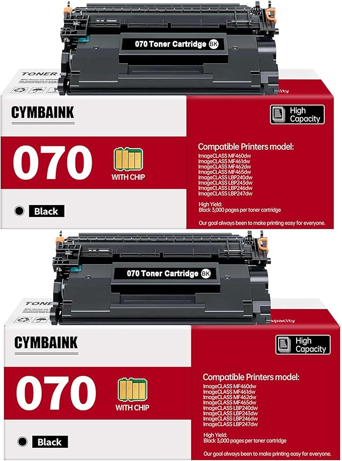 070 Toner Cartridge 070 Black Toner Cartridge Compatible Replacement for Canon 070 imageCLASS MF465dw MF462dw LBP247dw LBP247dw Printer-2Pack