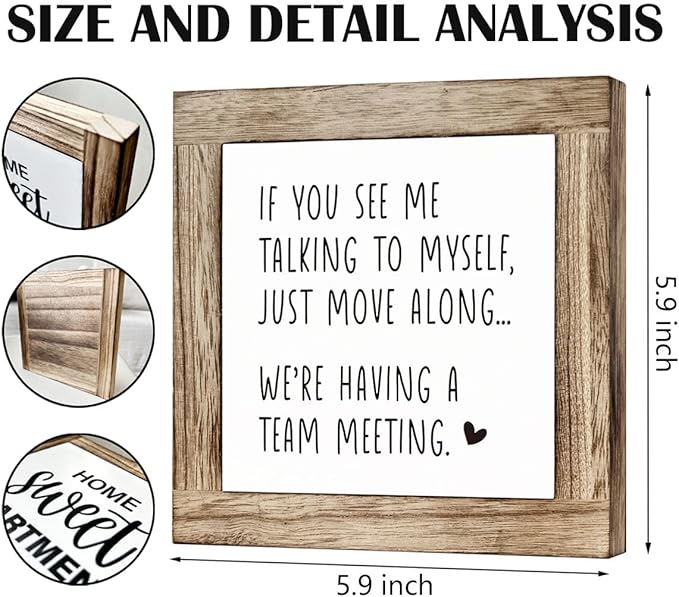 Office Decor, Funny Meeting Sign, If You See Me Talking To Myself Move Along We're Having A Team Meeting Sign, Wooden Box Signs for Office Decor, Work Humor, Office Tabletop Desk Decor, white