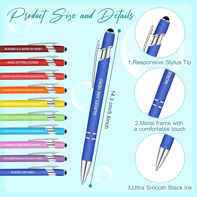 Geyee 24 Pcs Nurse Sticky Notes with Funny Pens Fun Notepads for Adults Coworkers Nurse 3 x 4 Inch to Do List Notepads with Sayings Pen for Lab Week Gifts Teacher Office Supplies