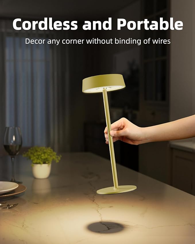 Cordless Lamp, Outdoor Waterproof, Dimmable Touch Control 3 Color Temperature, Battery Operated Portable, RGB, LED Memory Function, Rechargeable Table Lmap, Desk Lamp, Patio Dinning Restaurant Kitchen