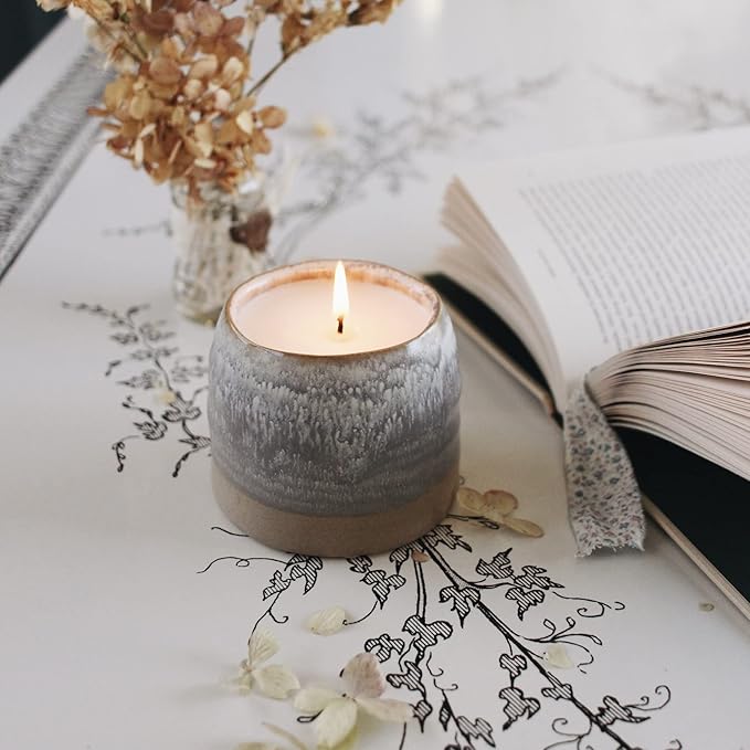 Hyggelight - The Growing Candle, Coffee Scented, 10oz Ceramic Pot, Aromatherapy Candles, 100% Soy, Cream and Espresso Aroma for Home, Greta