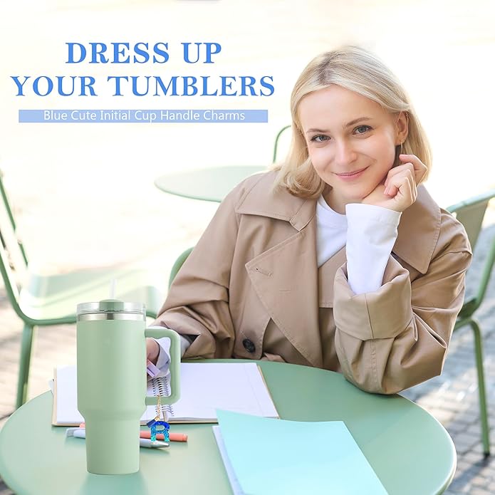 Letter Charm Accessories for Stanley Cup 1 PCS Cute Initial Keychain Handle Charm for Stanley Tumbler for Women